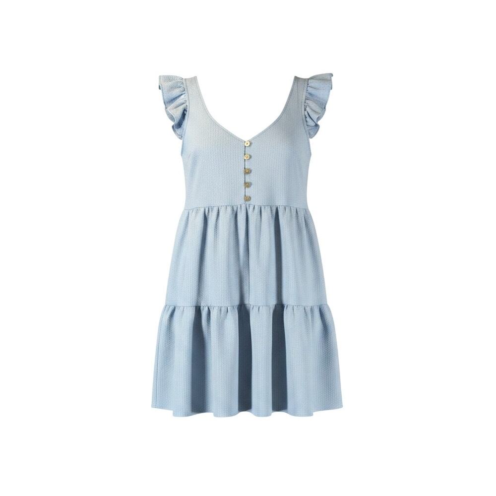 Altar’d State Tiered Blue Textured Romper Size L